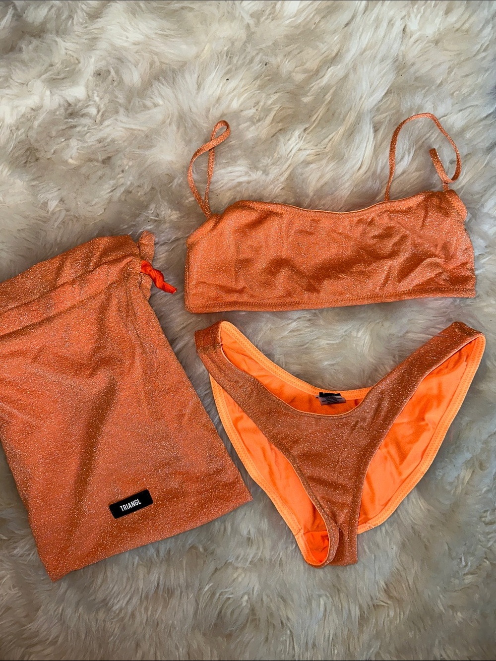 triangl swimwear Orange Sparkle Bandeau Bikini Set